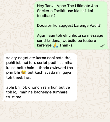 WhatsApp feedback