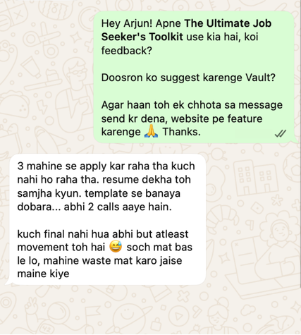 WhatsApp feedback