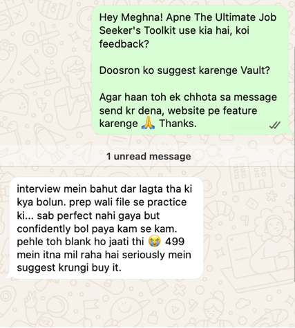 WhatsApp feedback